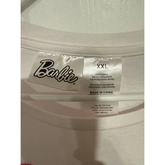 Barbie World Womens XXL Pink White Dip Dye Ombre Graphic T-Shirt California - Picture 2 of 3
